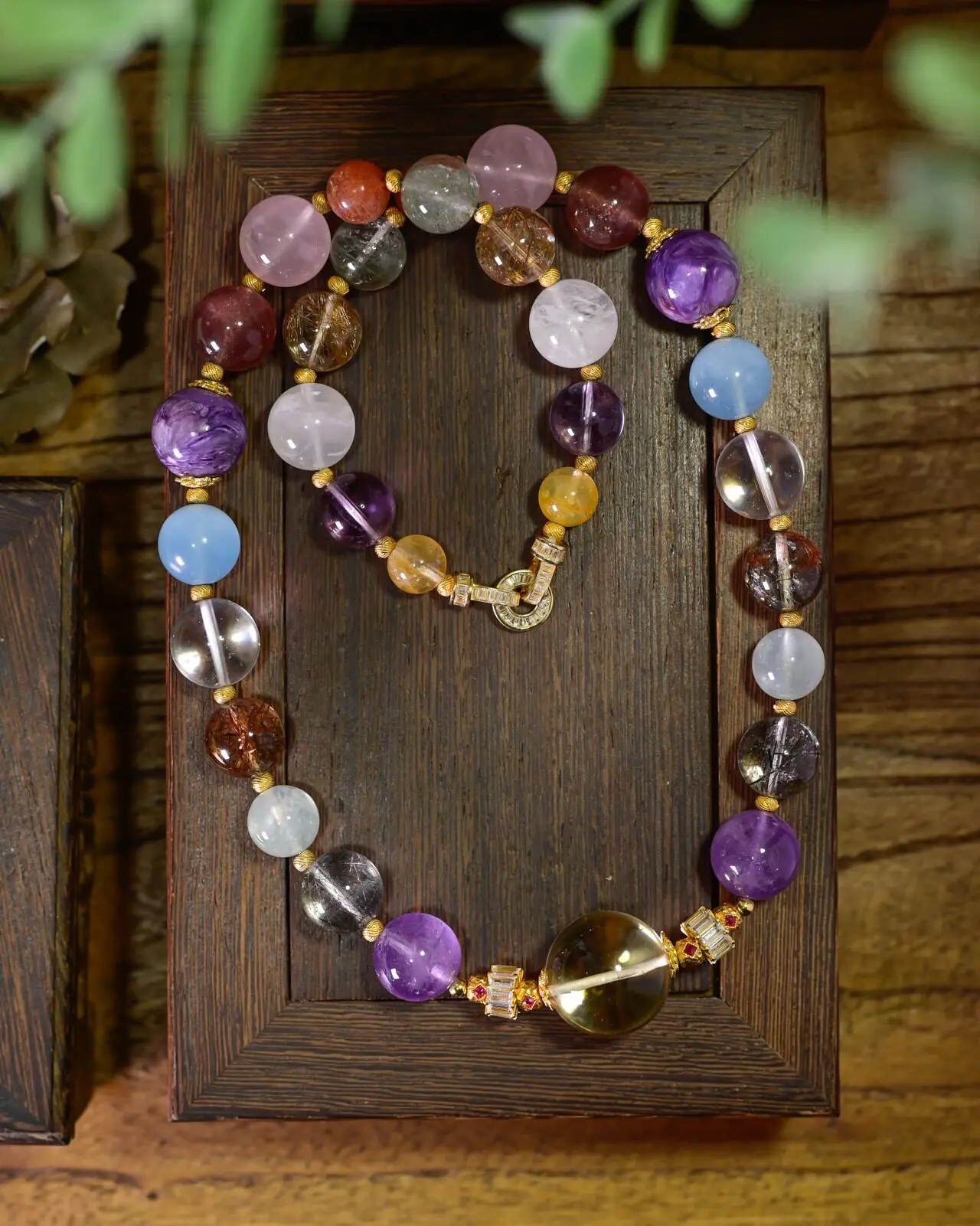 Natural Multi-Gemstone Necklace Amethyst Rose Quartz Citrine S925 Silver Gold Plated Bohemian Choker