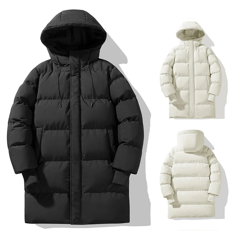 

Winter Men's Coat Thickened, Warm, Comfortable Zipper Hooded Fashion Black Outdoor Sports Simple Windproof New Cotton Clothes