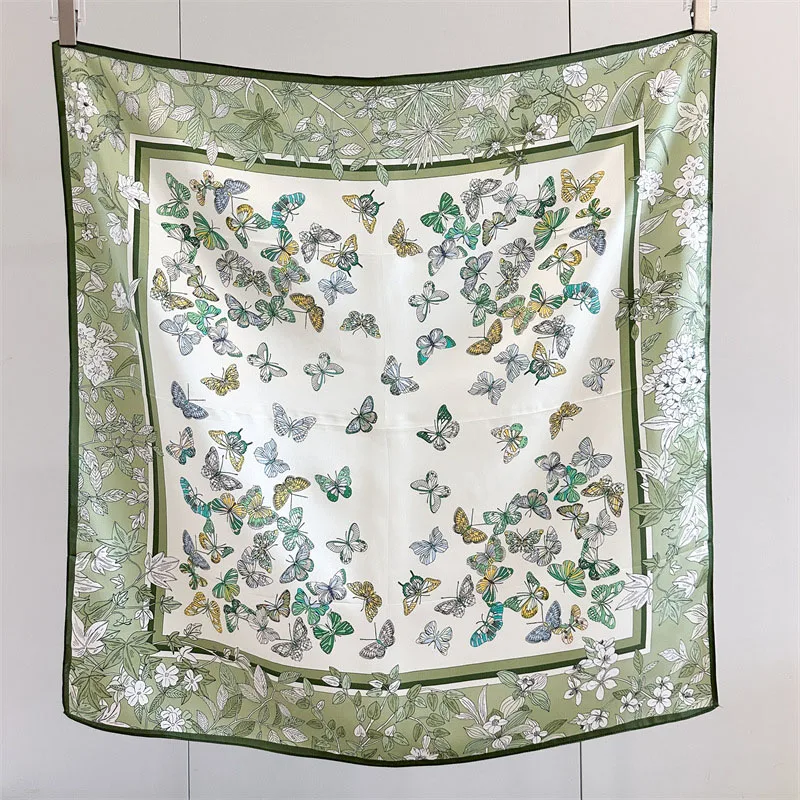 

35 "большой квадратный 100% шелковый платок на голову, хиджаб для обертывания волос, женский модный шелковый шейный платок, мягкий гладкий