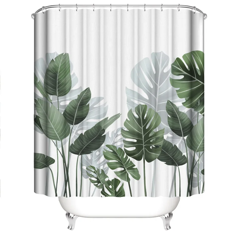 

Tropical Leaf Botanical Pattern Waterproof Polyester Bathroom Shower Curtain