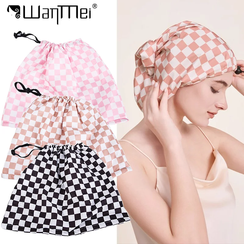 

1 шт. роскошная водонепроницаемая шапочка для душа, двухслойная герметичная большая шапочка для волос, регулируемая посадка, прочный инструмент для укладки волос в ванной комнате