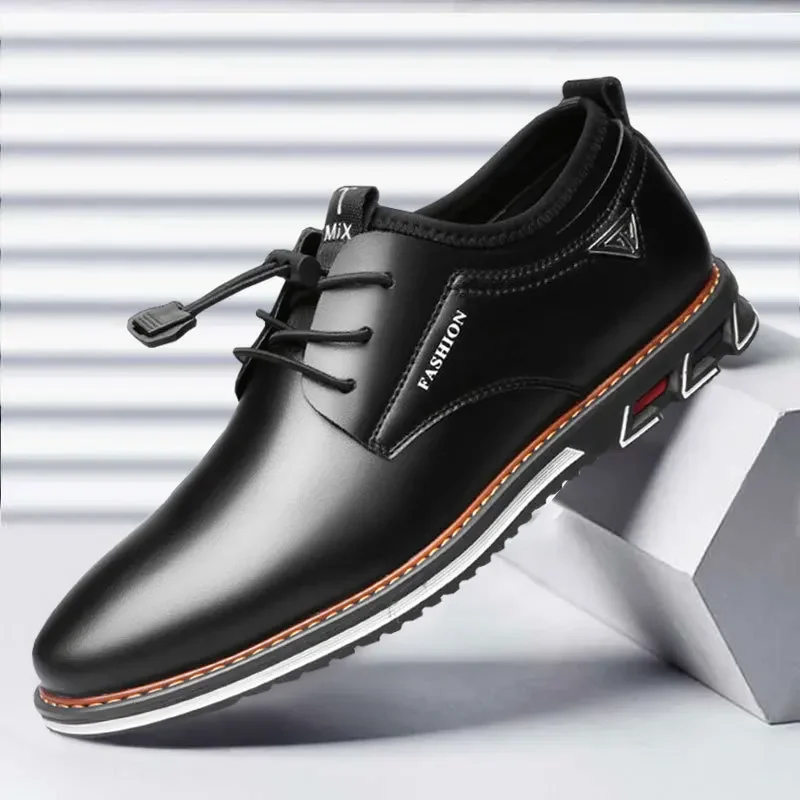 Black PU Patent Leather Shoes for Men Casual Business Shoes Lace Up Formal Office Work Shoes for Male Party Wedding Oxfords 2024