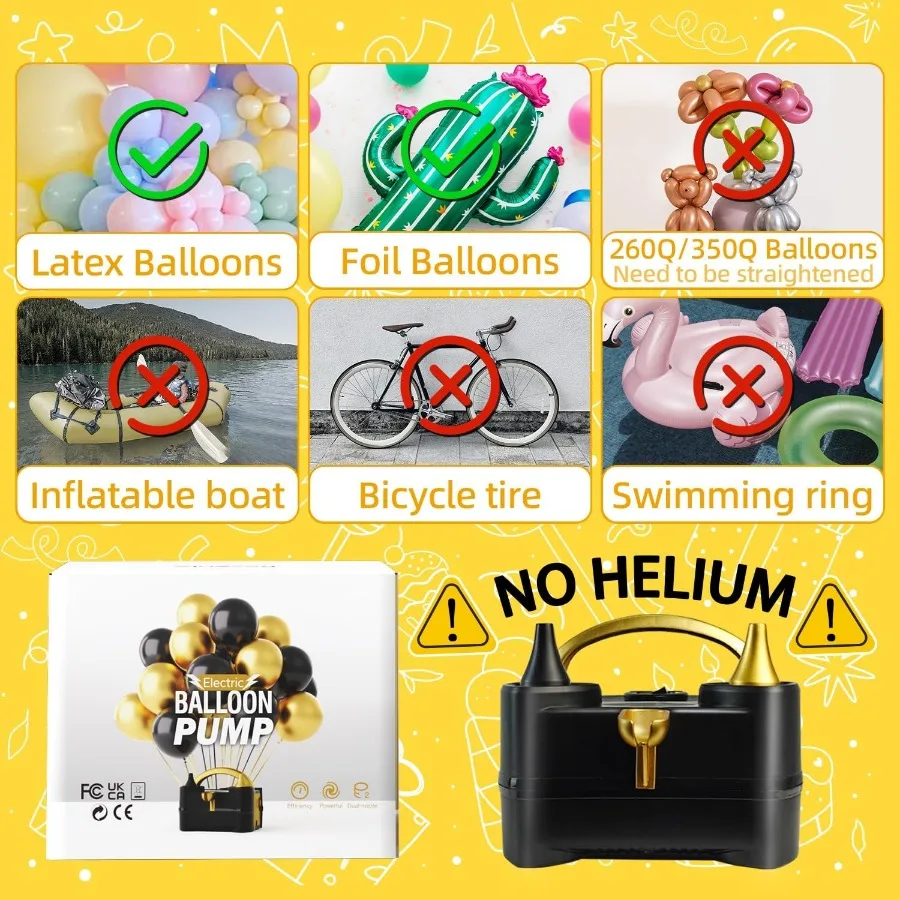 Electric Portable Balloon Inflator Pump for Birthday Wedding Graduation Party Decorations Dual Nozzle Electric Air Pump for Bal