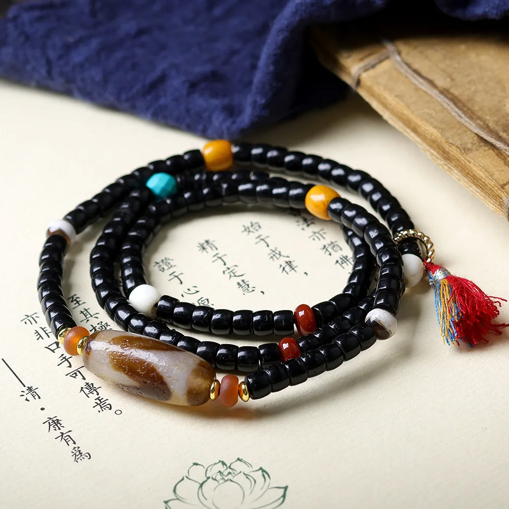 2026 Winter New Coconut Shell Multi Wrap Bracelet Tiger Tooth Dzi Bead Bracelet Sweater Chain Gifts
