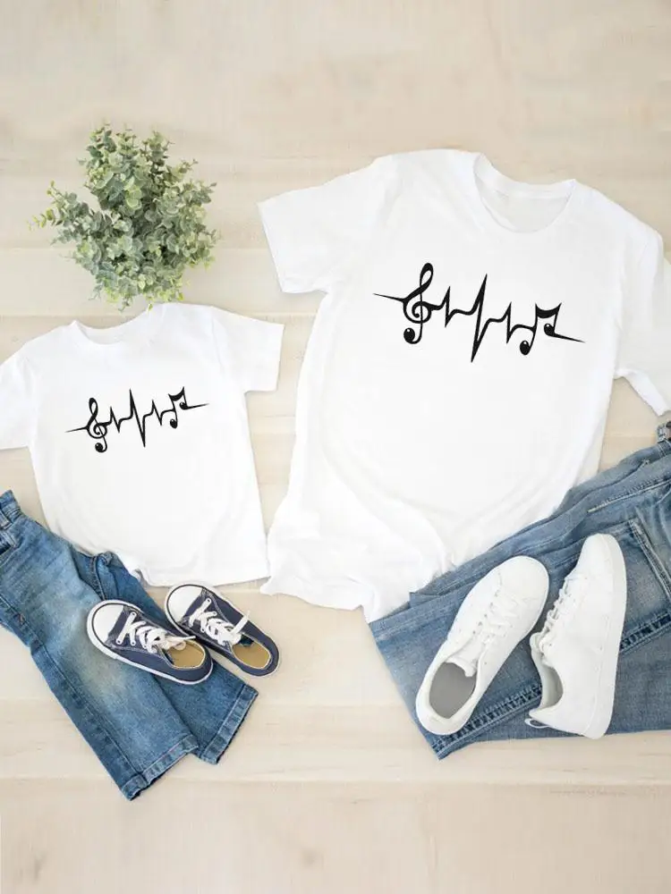 

Women Kid Child Music Love Sweet Summer Mom Mama Girl Mother T Tee T-shirt Clothes O-neck Clothing Family Matching Outfits