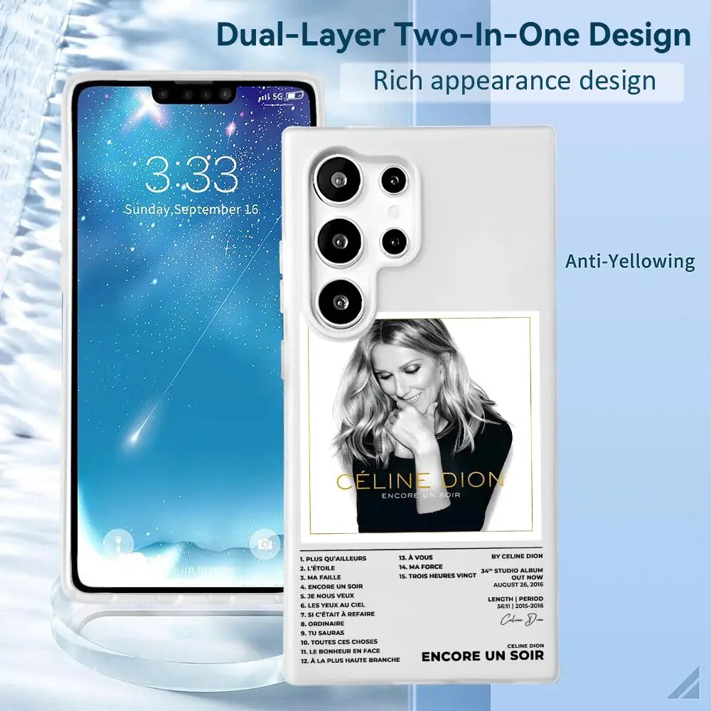 Singer C-Celine D-Dion Phone Case 2-in-1 Detachable Clear Case for Samsung S26-S22 Multi-Color Card Holder Soft TPU view 4