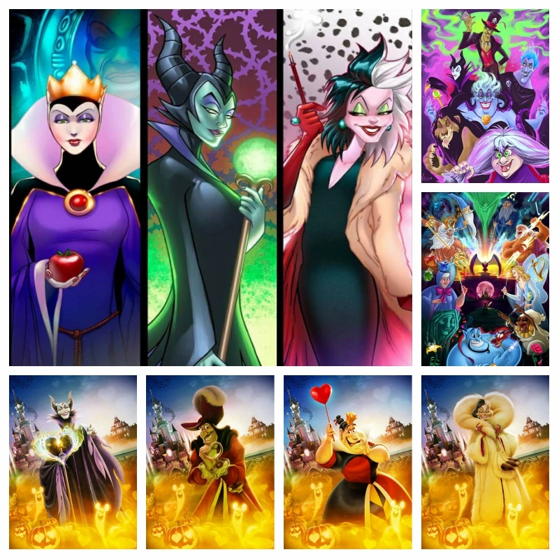 Disney Villains Evil Queen Diamond Painting Art Full Square Round Drills Halloween Pumpkin Scene Cross Stitch Room Decor