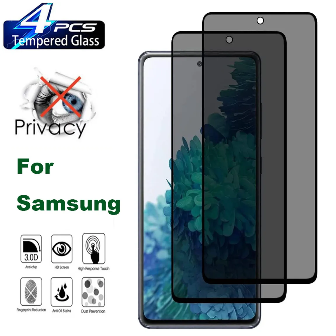 2/4Pcs Anti Spy Privacy Black Glass For Samsung Galaxy A54 A34 A14 A15 A25 A35 A05 5G Screen Protector S20FE A53 A55 S21FE Glass