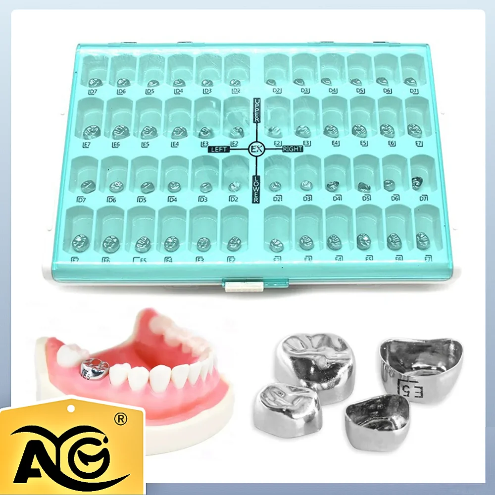 

AG 48Pcs/Box Position Dental Temporary Crowns Stainless Steel Pedo Molar Crown Refill Kit For Kids 1st 2nd Preformed Dentistry
