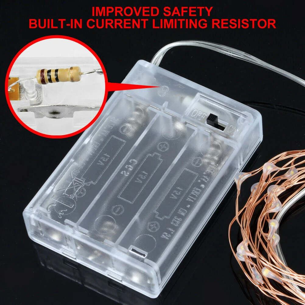 Copper Wire Lamp 10M LED Fairy String Lights Battery Powered Copper Wire Lamp Waterproof Xmas Decor LED Fairy String Lights - view 6