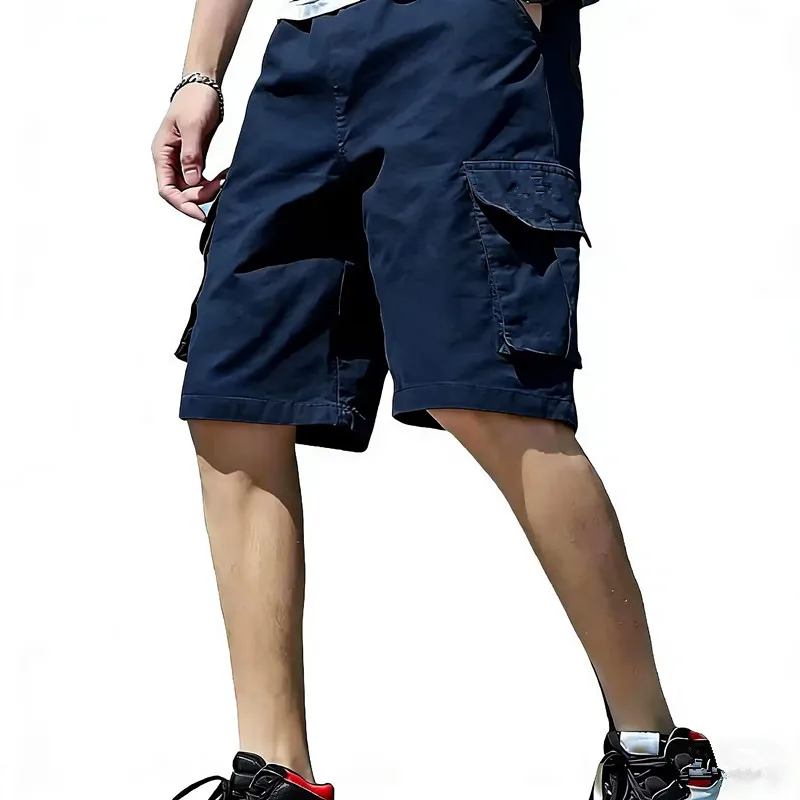 

Trendy workwear shorts for men in summer, thin and loose fit, multi pocket sports pants, casual cropped pants