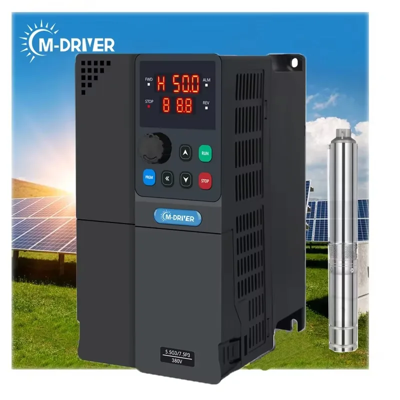 5.5kw 7.5hp Solar Water Pump Inverter 3 Phase 380v 440v Variable Frequency VFD for Farming