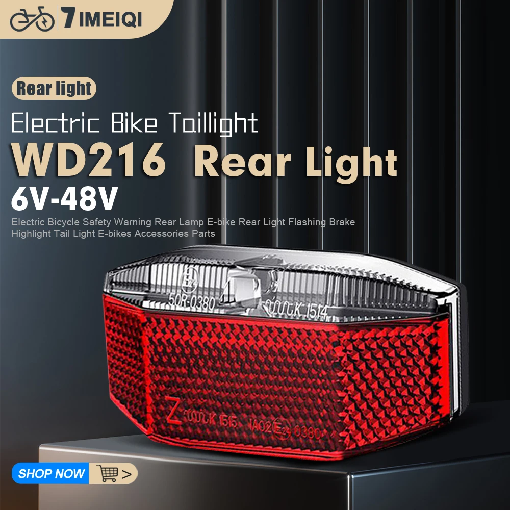 

6V-48V Ebike Rear Light Tail Light WD216 LED Safety Warning Rear Lamp For E-scooter Rear Light Electric Bicycle Accessories