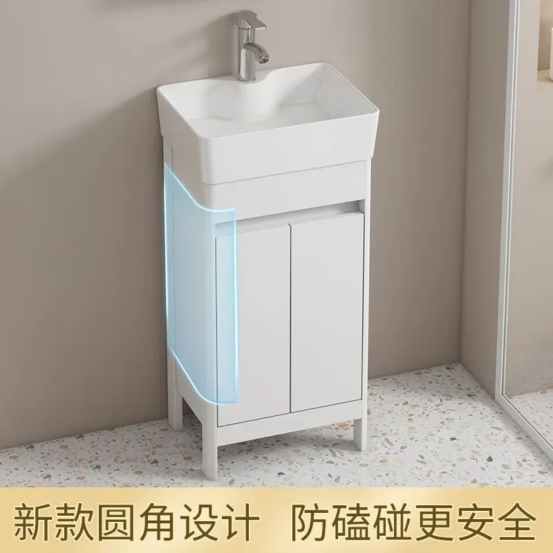 

Small apartment space aluminum bathroom cabinet floor ceramic integrated basin space wash basin