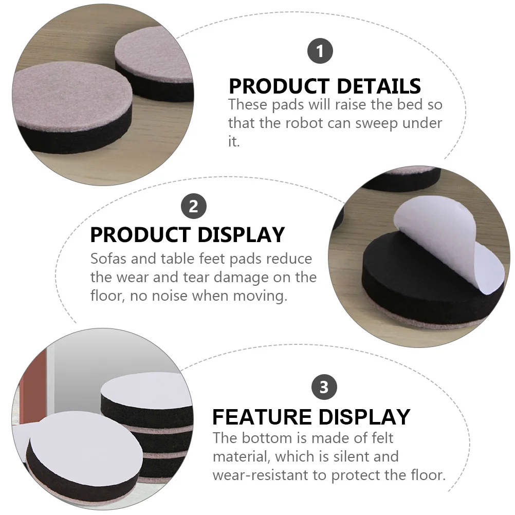 

1Set Furniture Felt Pads Thicken Silent Floor Protectors No Punching Black Furniture Felt Pads Floor Protectors