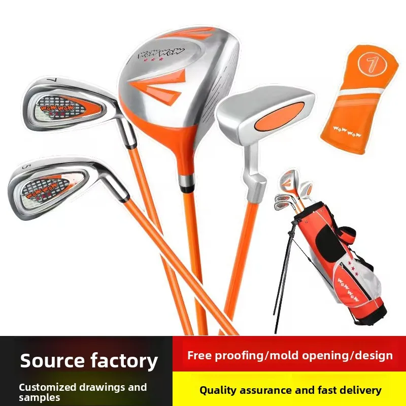Source Factory Customized Junior Children's Steel Iron & Wood Golf Club Full Set for Beginners 3-12 Years Old R Flex Model 01