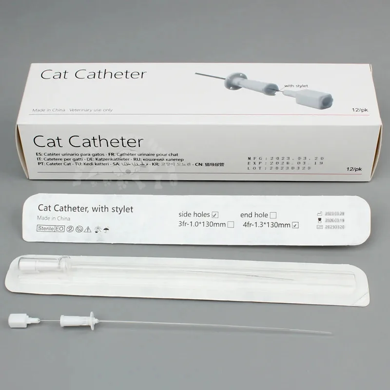 

Veterinary Urinary Cat Catheter with Stylet 3Fr End Hole 4Fr Side Holes
