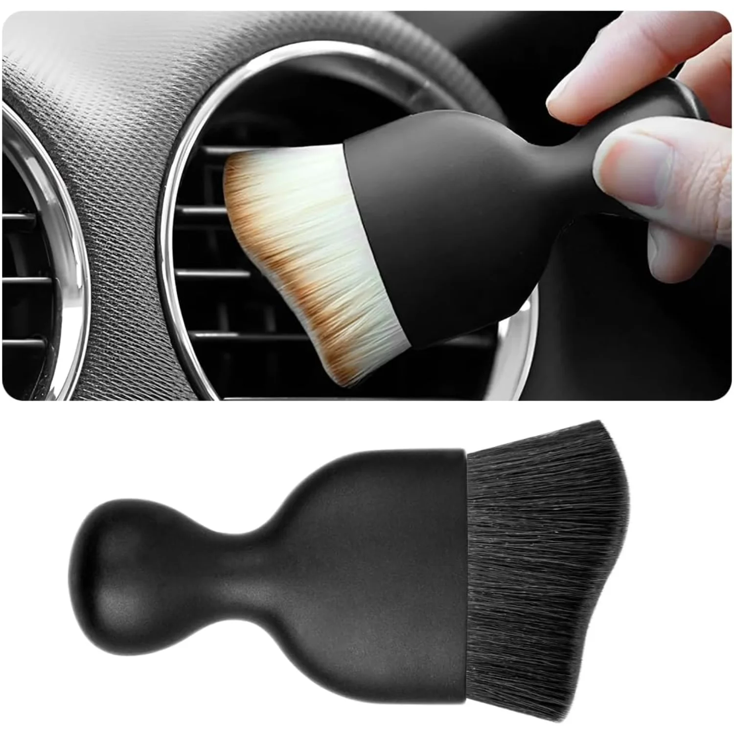 Interior Detailing Brush, Scratch Free   Soft Hair Cleaning Curved Dirt Dust Collectors, Vehicle Dashboard Air Conditioner Vents