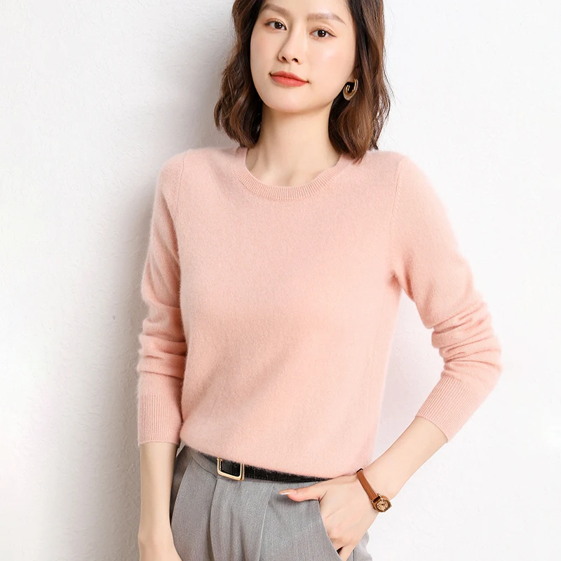 2023 Autumn And Winter Clothing For Lady 100% Goat Cashmere Women Sweaters O-neck Soft Knitwears