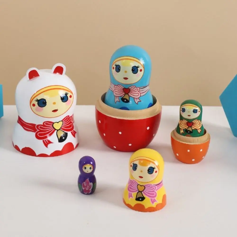 Olifant 5 stks/set Dier Matroesjka Pop Hout Ambacht Meisjes Russische Pop Veilig Panda Puppy Nesting Dolls Kerstmis