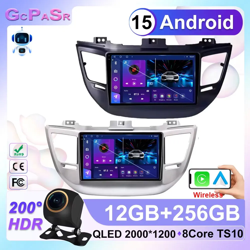 

9" Android 15 Car Radio For Hyundai Tucson IX35 3 2015 2016 2017 2018 Head Unit DSP Multimedia Video Player Navigation GPS