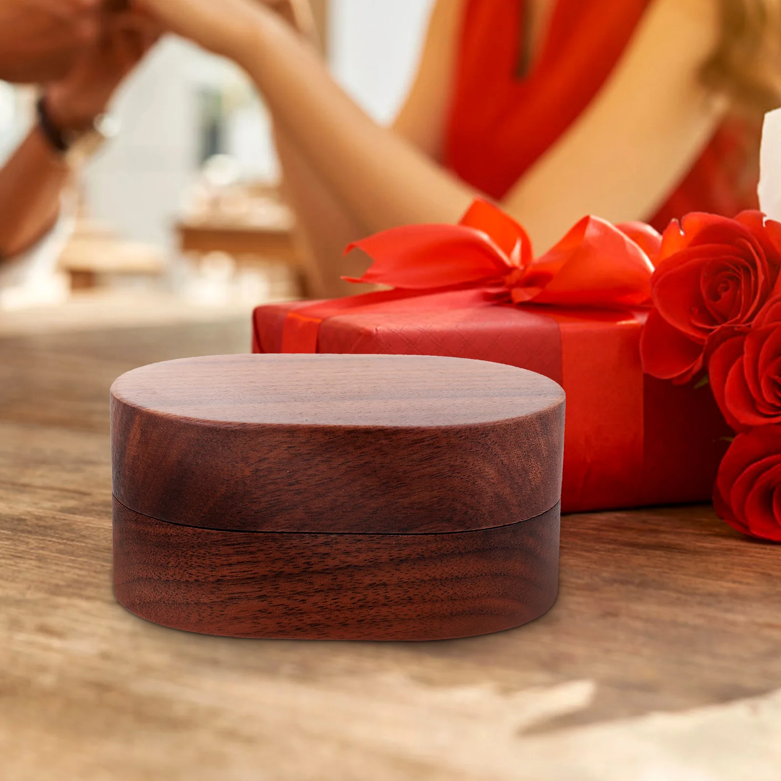 

Wooden Ring Box Linen Bearer for Men Jewelry Storage Wedding Ceremony Boxes Rustic Style Engagement Gifts Travel Anniversary