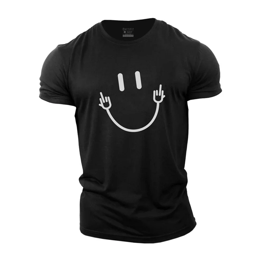 Men's Summer Short Sleeve Running Sports Fitness Smiley Face 3D Printed T-shirt to See a Good Mood Oversized Casual Simple T-shi