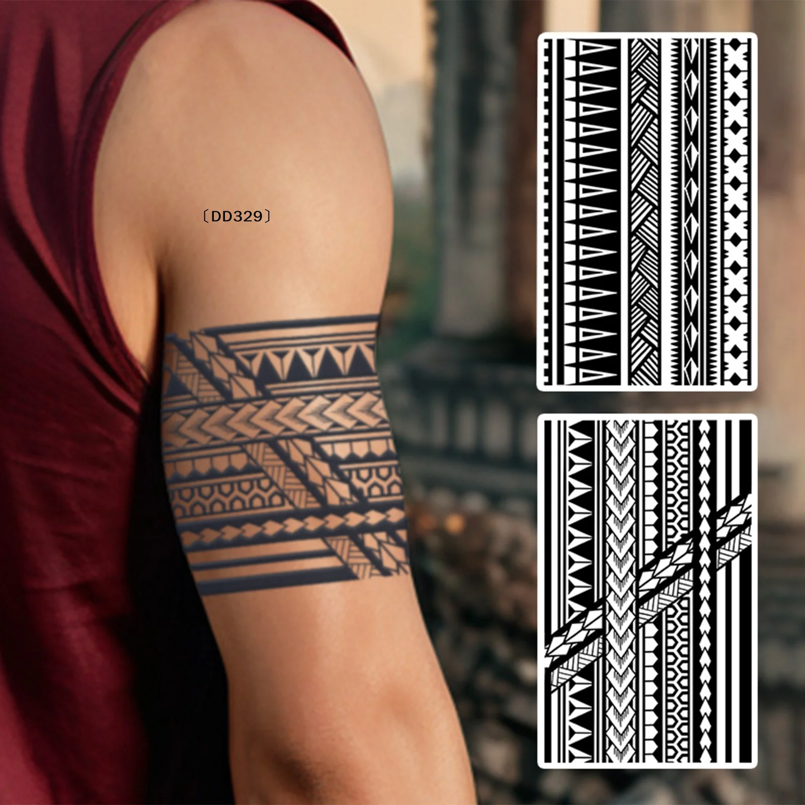 

Geometric Pattern Bracelet Waterproof Temporary Tattoo, Lasting 1-2 Weeks, Realistic Semi-Permanent Fake Tattoo〔DD329〕