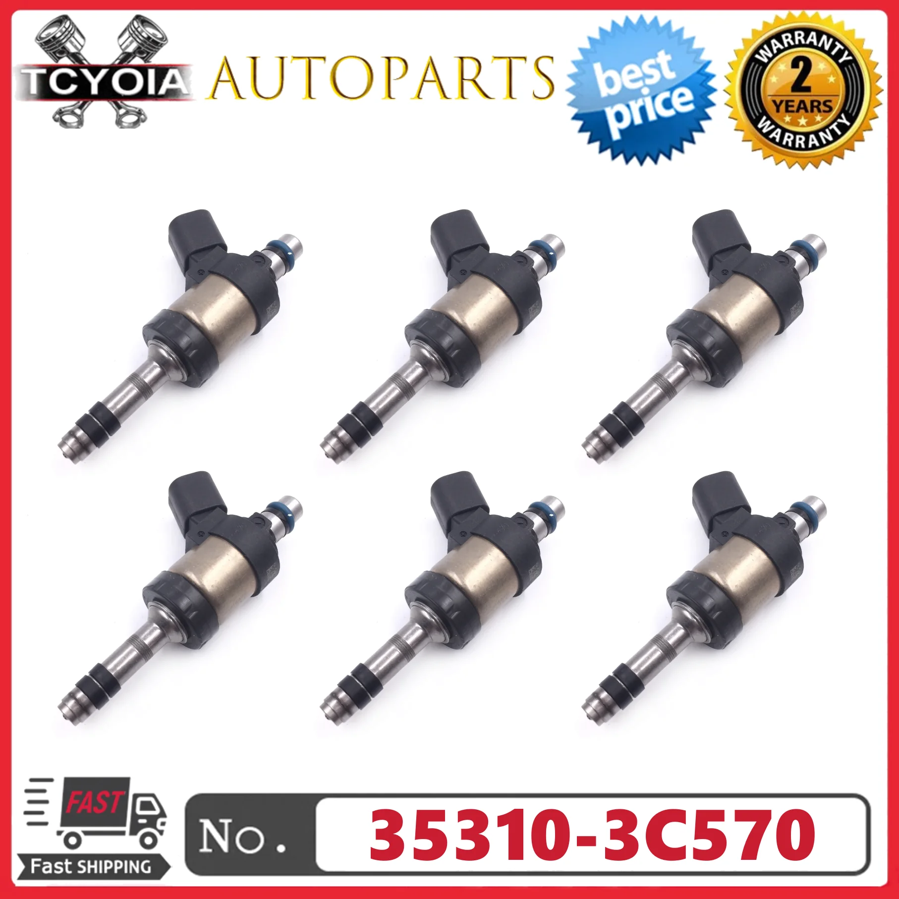 

6Pcs Fuel Injectors 35310-3C570 353103C570 For Hyundai 2008-2012 Genesis 2012-2015 Santa Fe 3.0L