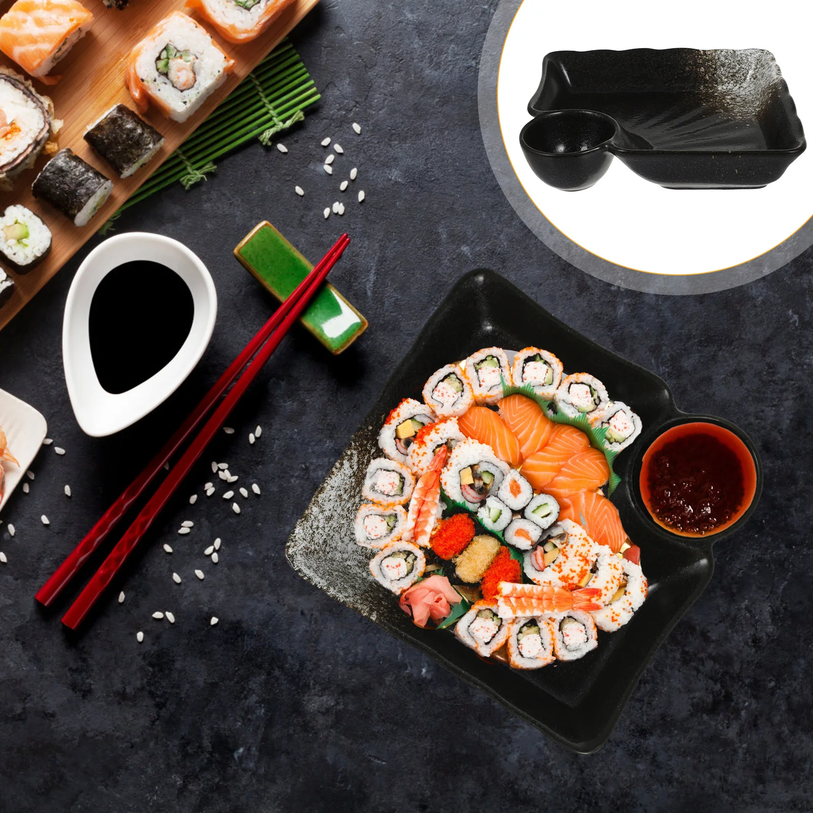 

1Pcs Ceramic Dumpling Dish Japanese Style Sushi Plate for Dipping Sauce Appetizer Snack Bowl Moderate Capacity Fine Workmanship