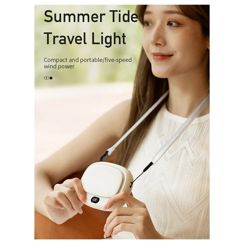 ABBO-Portable Waist Clip Fan Rechargeable Mini Hanging Neck Fan 5 Speed Adjustable Outdoor Waist Fan Personal Small Fan