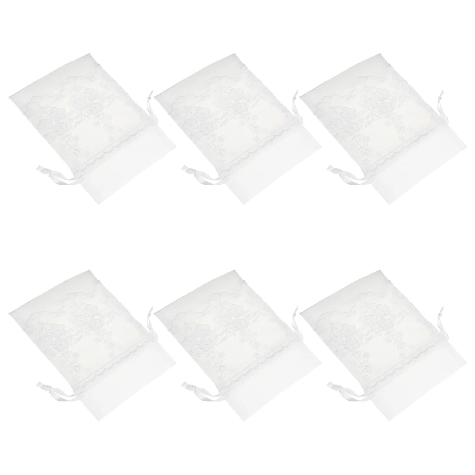 

6 Pcs Jewelry Pouch White Gift Bag Party Favors Lightweight Portable Drawstring Sturdy Washable Longtime Use