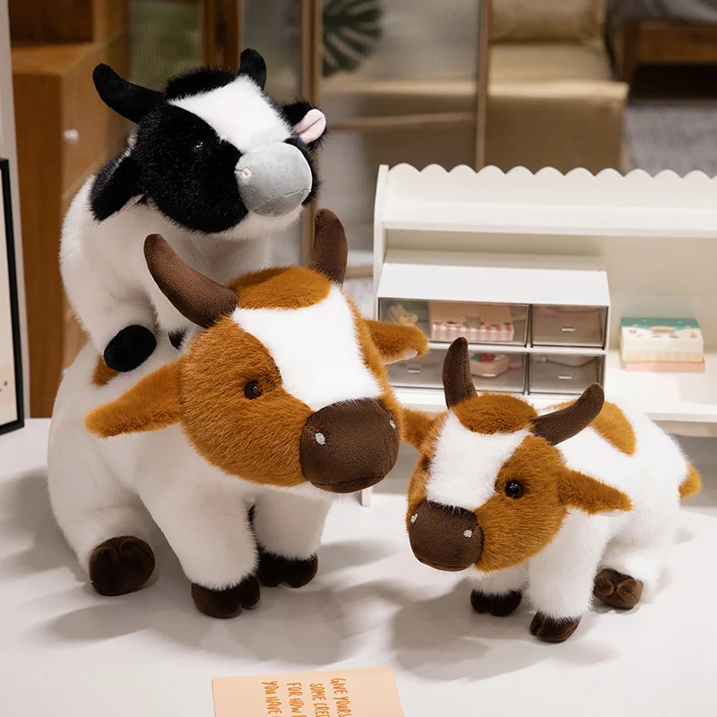 

cow High Fidelity Anime Cute Plushie cattle Plush Toys Lifelike Animals Simulation Stuffed Doll Kawai Toy Gifts For Kids