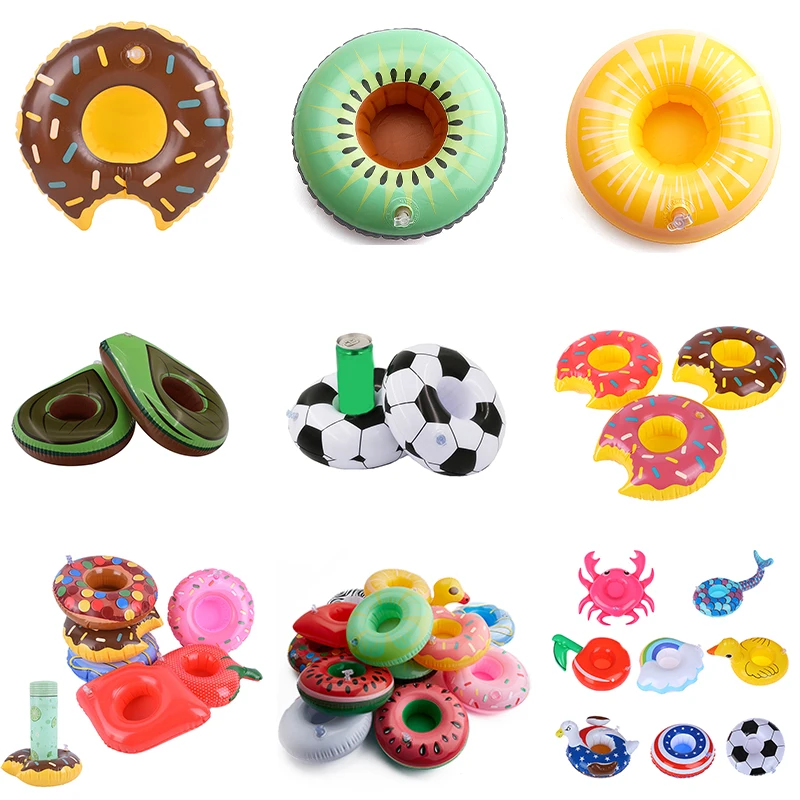 Donuts Inflatable Water Drink Floating Cup Holder Circle For Beach Swimming Pool Party Decorations Float Toy Bar Coasters