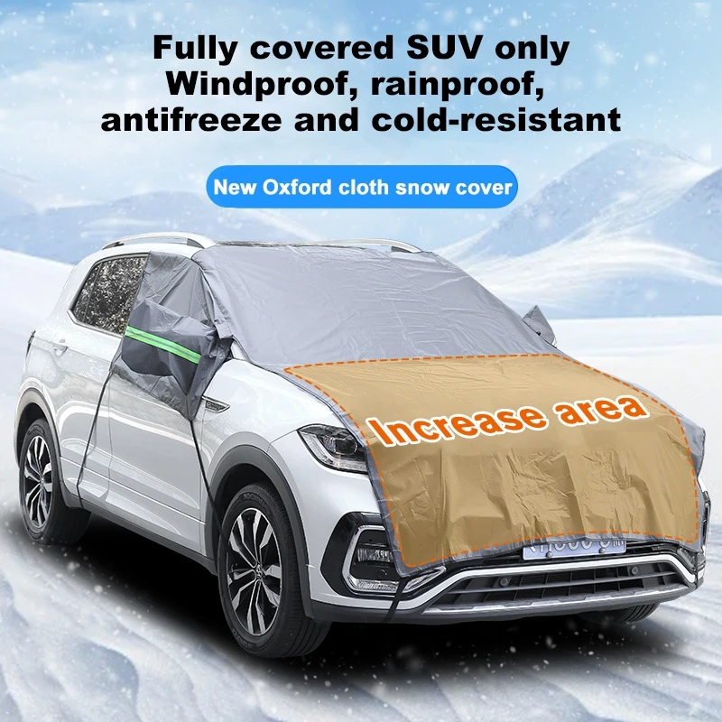 

Car Cover with Extended Hood - Windshield Window Snow Cover Universal Antifreeze Protection Snow Pads All Season Car Accessories