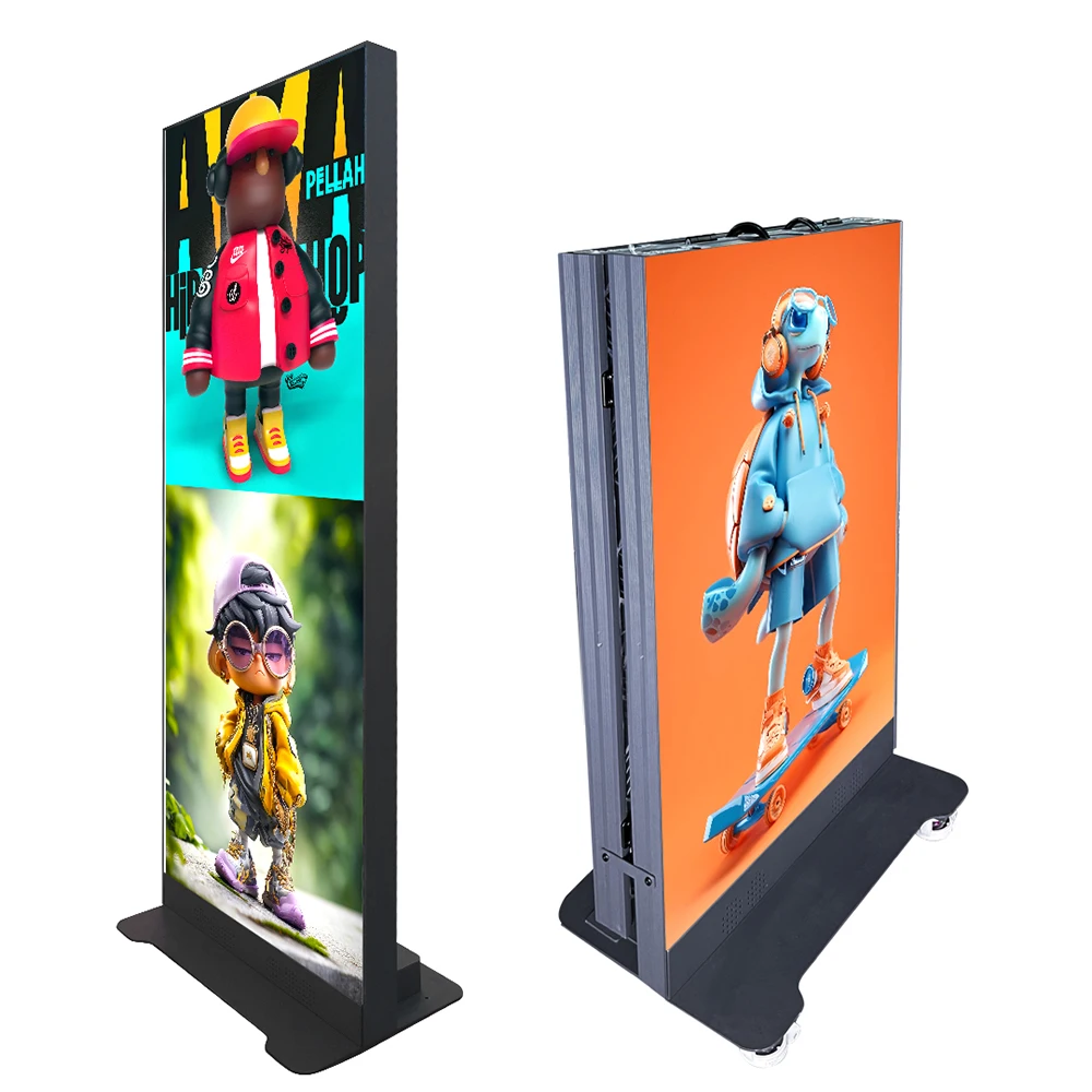 P2.5 Foldable LED Digital Poster Screen With Wireless Content Control Slim Portable Advertising Display For Trade Shows