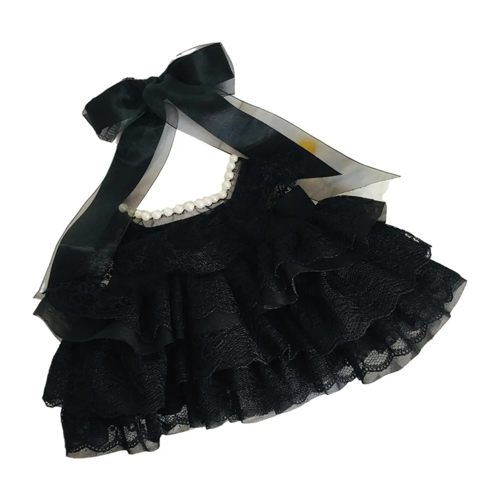 Dolls Black Wedding Dress and Bow Hairpin, Casual Outfits for 38cm Dolls Children's Gifts