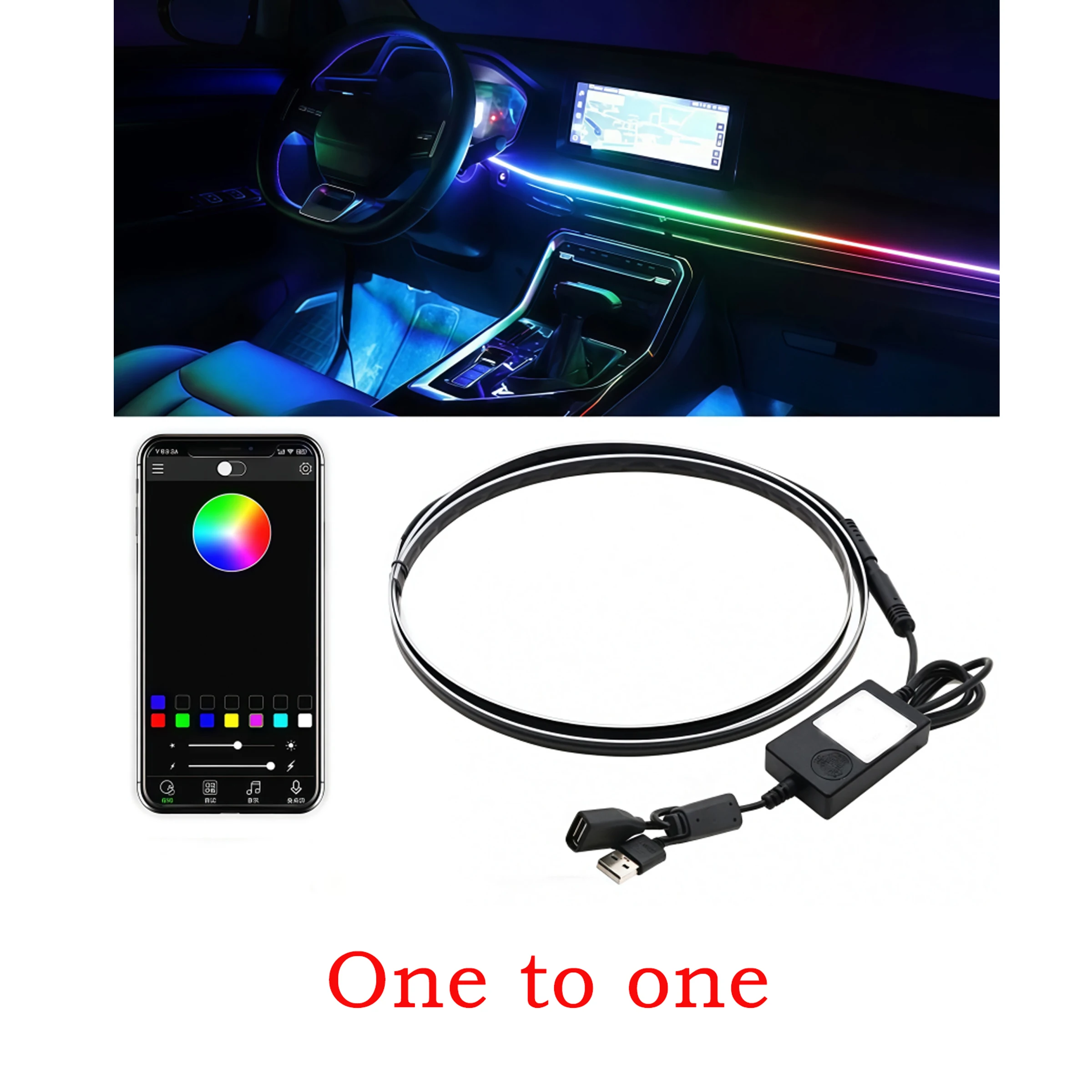 

Acrylic ambient lighting with color-changing effect for the center console and dashboard, compatible with Tesla Model 3 Y.