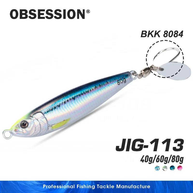 OBSESSION 8062 Hooks 40g 60g Little Jack UV Glow Slow Sinking Micro Jig Long cast Jigging Freshwater Sea Fishing Lure