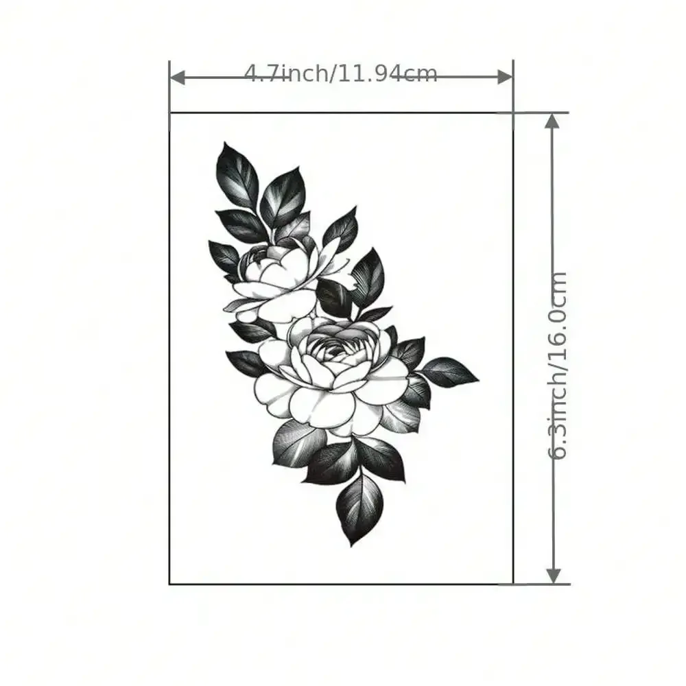 Large, Unique Flower Design Temporary Tattoo Sticker - Waterproof, Long-Lasting, And Easy To Apply - Perfect For Body Art Enthusiasts And Festival Goers view 5