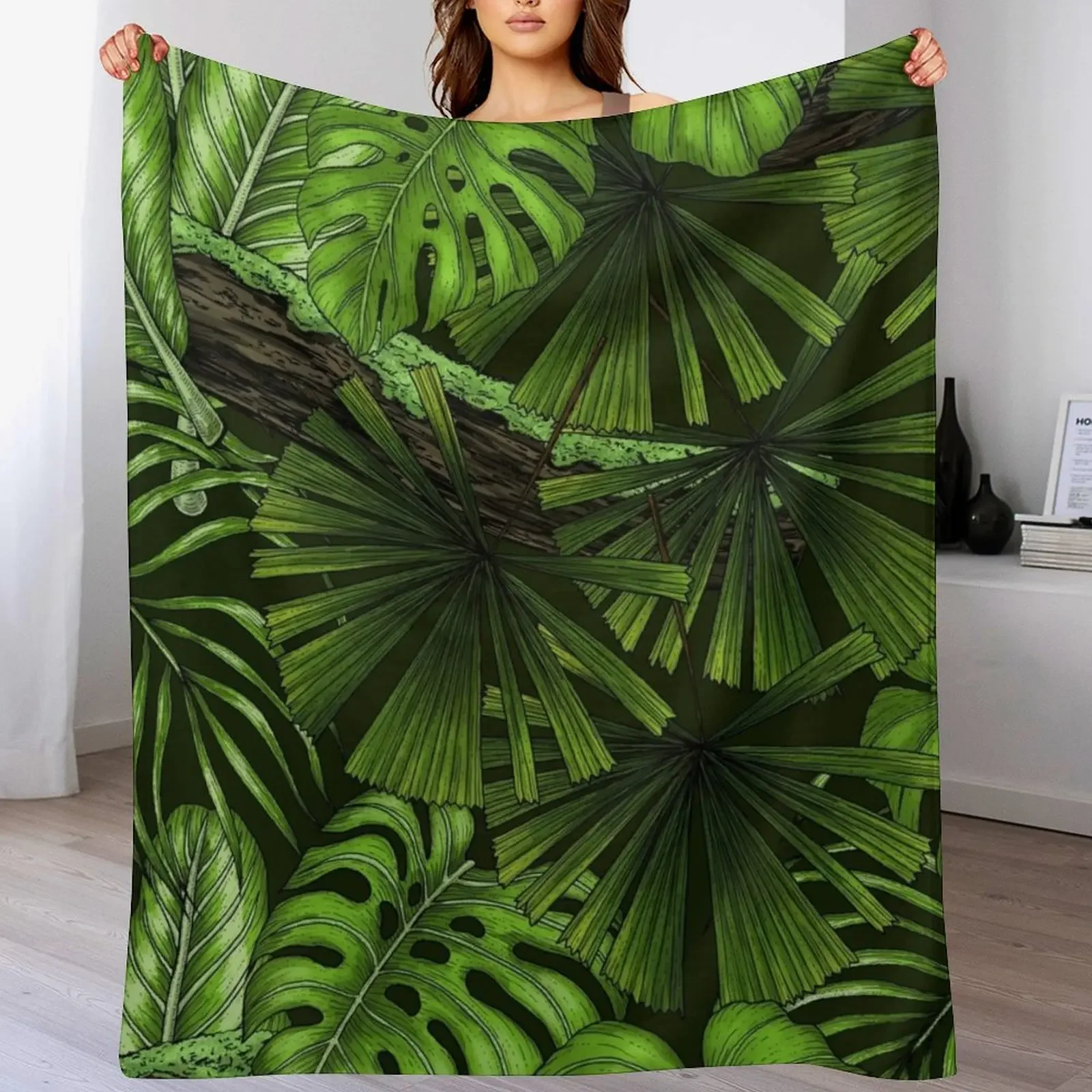 

Jungle leaves Throw Blanket Decorative Throw Personalized Gift Designers for winter Blankets