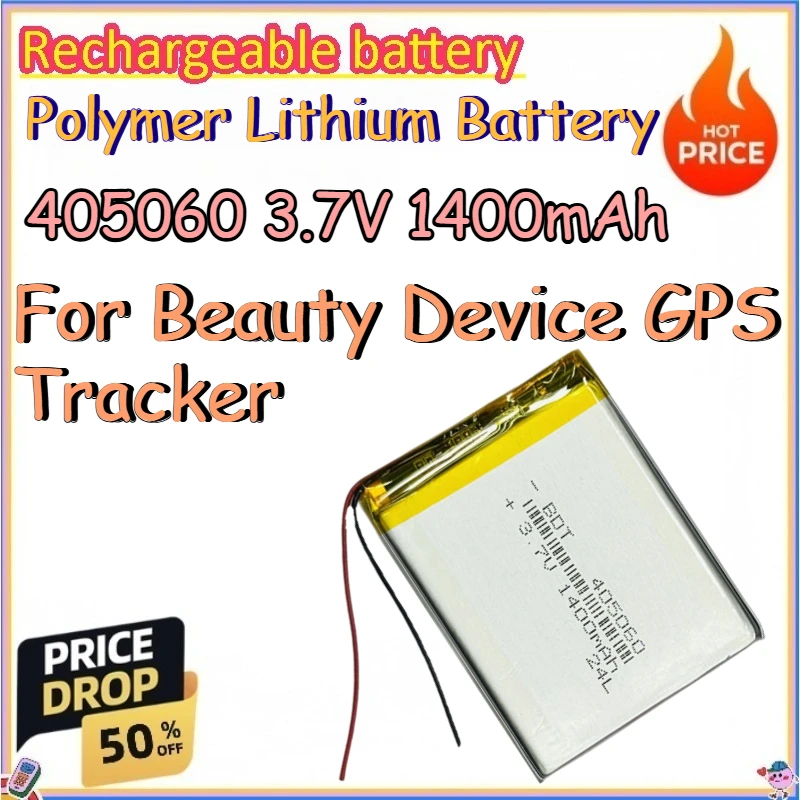 405060 3.7V 1400mAh Polymer Lithium Battery for Beauty Device GPS Tracker Replace Rechargeable Lithium-ion Battery