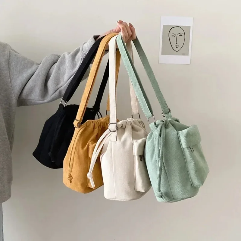 Sac à bandoulière moyen pour femmes, sac seau à cordon de serrage de Style coréen, sac à bandoulière léger et décontracté pour jeunes, vente complète, nouvelle collection 2024