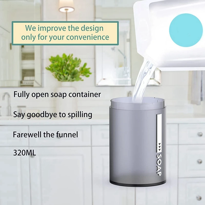 Foam Soap Dispenser USB Rechargeable 320Ml Liquid Soap Dispensers Digital Display Foam Hand Sanitizer Machine Home