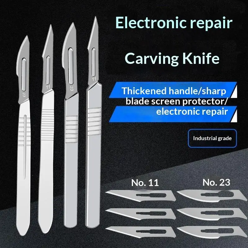 Industrial Carbon Steel Scalpel Blades Handle Scalpel For Biology Anatomy Practicing DIY Cutting Tool PCB Repair Sculpting