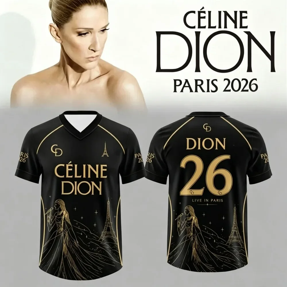 Men Women Celine Dion Paris 2026 Fan Tour T-shirt 2026 Summer New Fashion Men's Retro T-shirt Pop Streetwear Outdoor Tees