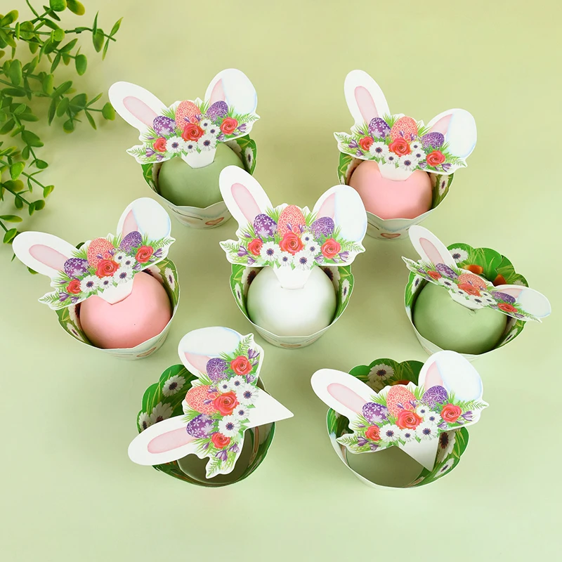 

12PC Cartoon Bunny Rabbit Cupcake Wrappers Cake Toppers Muffin Baking Cup Case Birthday Decor Spring Easter Party Dessert Supply