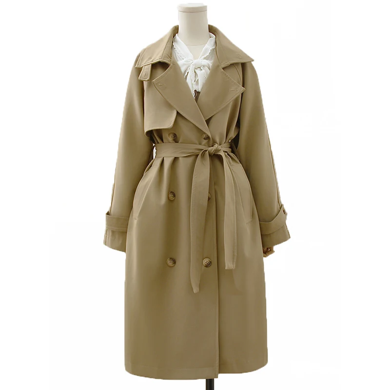 

Autumn New Brand Women Khaki Trench Coat Long Windbreaker Lady Fashion Trend Double-Breasted Slim Long New Female Trench