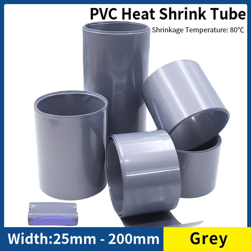 1/10/20M 18650 Lipo Battery PVC Heat Shrink Tube Pack 30mm ~ 100mm Insulated Film Wrap Lithium Case Protection Cable Sleeve Grey