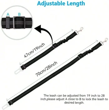 高級狗狗車載安全帶,寵物狗車載安全座椅,尼龍材質,安全帶扣長度可調節,適用於任何寵物狗,帶牽引繩 8 最佳銷售 狗狗腰帶 - №3